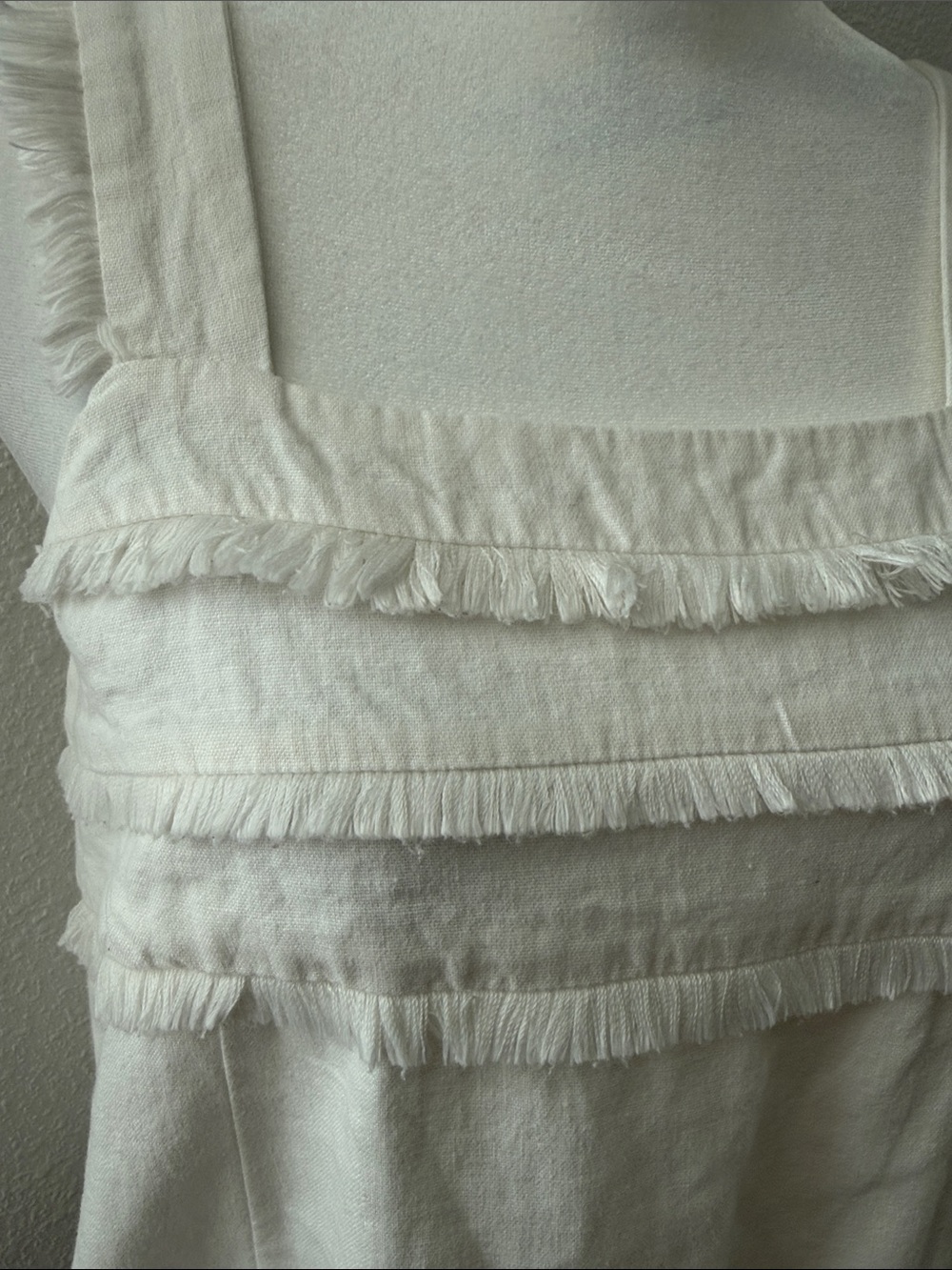 Women’s Cream Fringe Square-Neck Tank Top - Picture 2 of 8